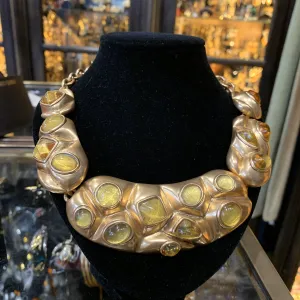 Oscar De La Renta Amber Yellow Glass Statement Necklace