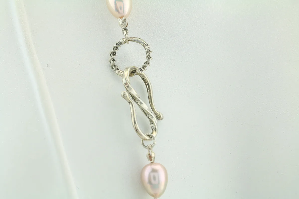 Peach Teardrop Freshwater Pearl Necklace 18"