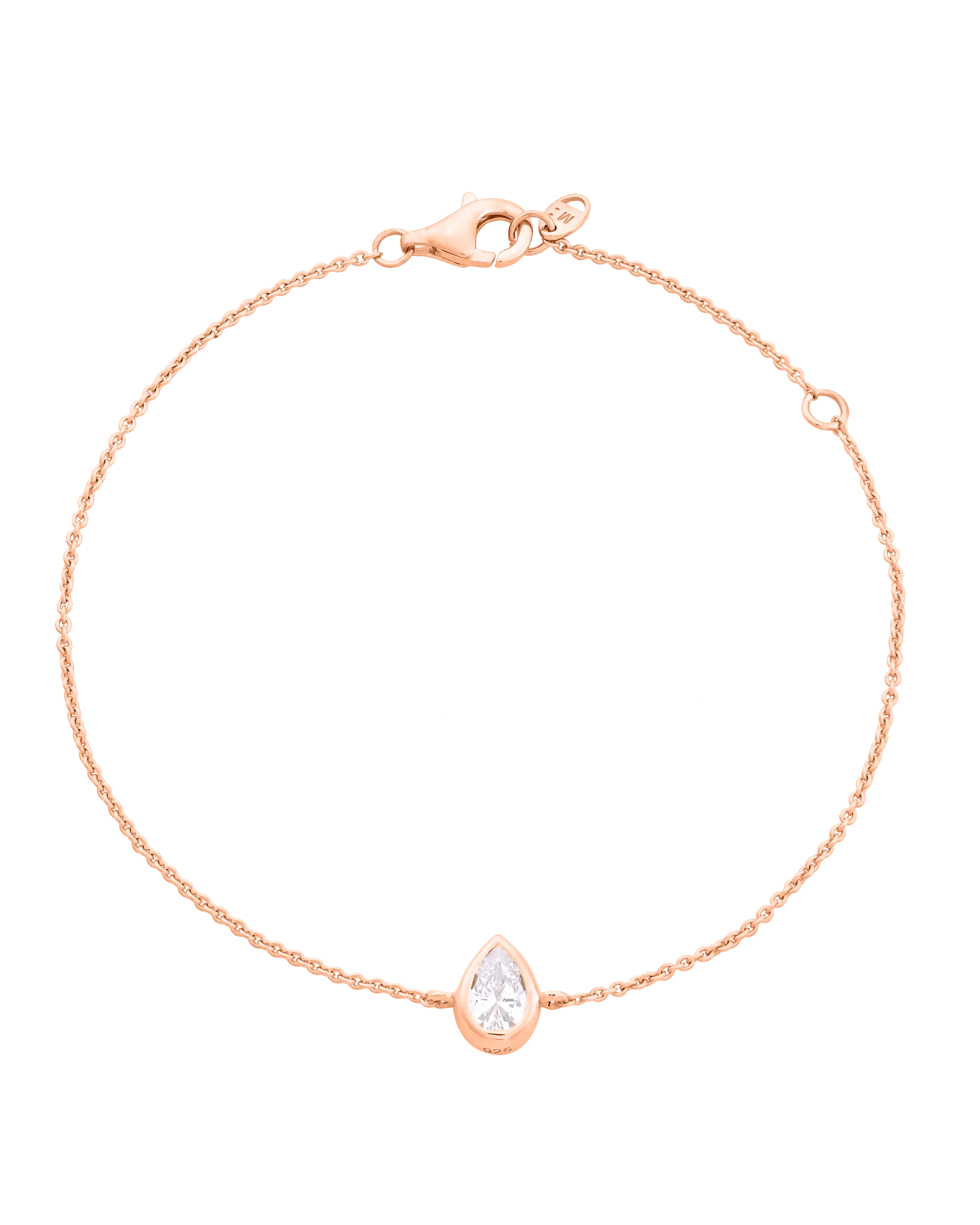 Pear Solitaire Diamond Bracelet - 18K Rose Vermeil
