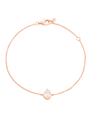 Pear Solitaire Diamond Bracelet - 18K Rose Vermeil