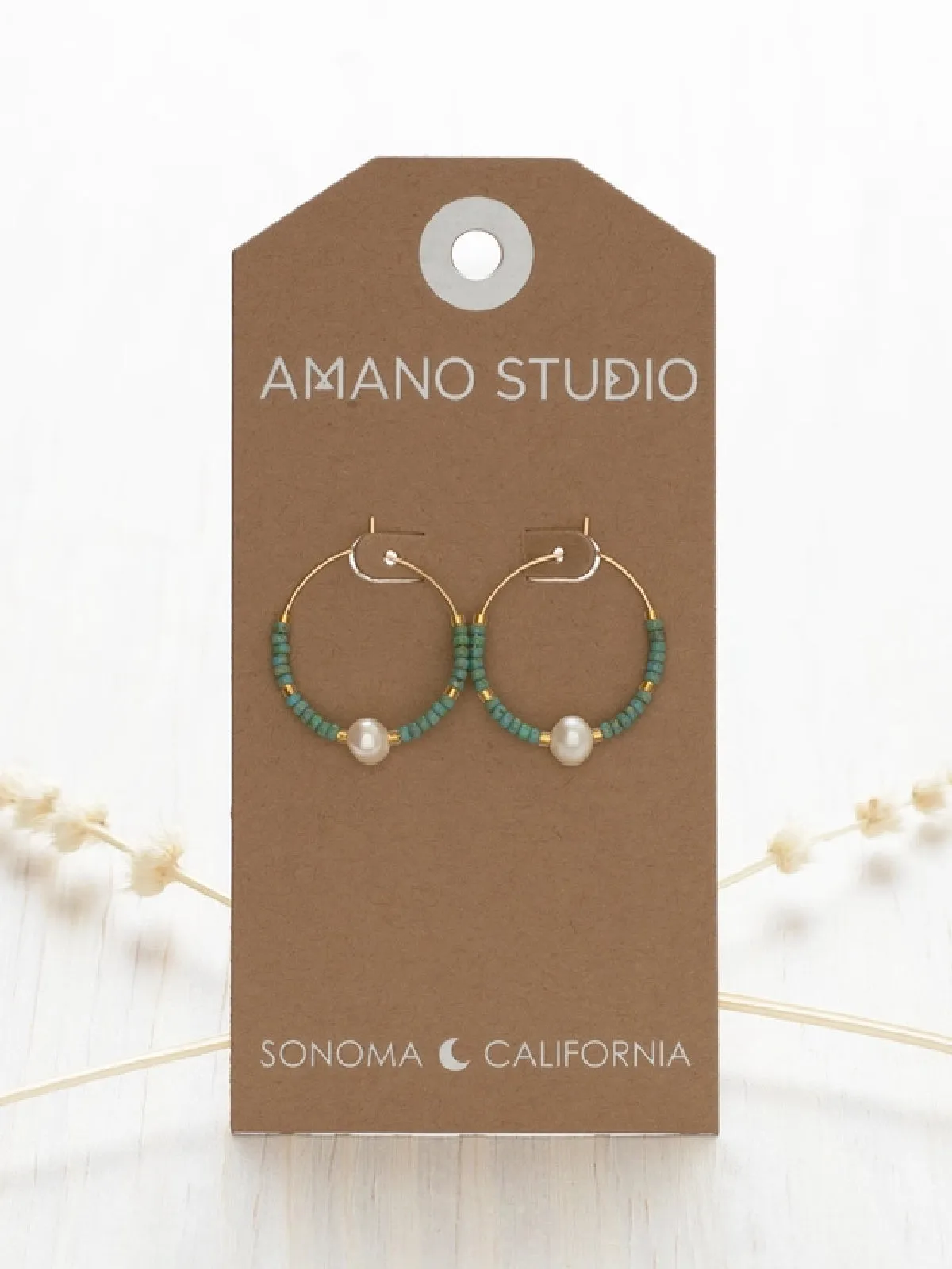 Pearl & Miyuki Seed Bead Hoops by Amano Studio