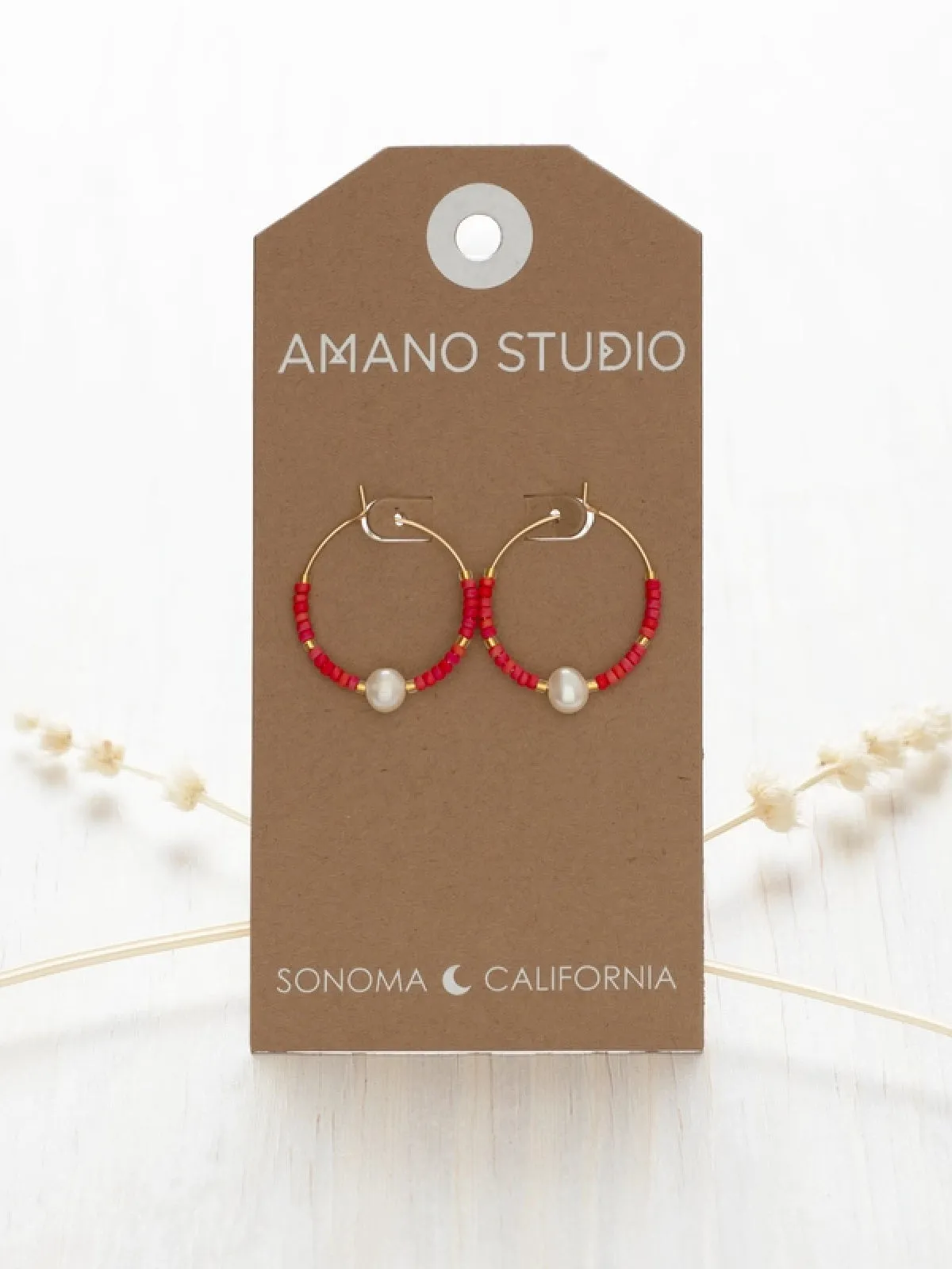 Pearl & Miyuki Seed Bead Hoops by Amano Studio