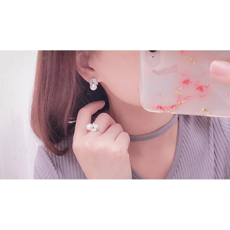Pearl Earrings Necklace Pendant Ring Freshwater pearl set