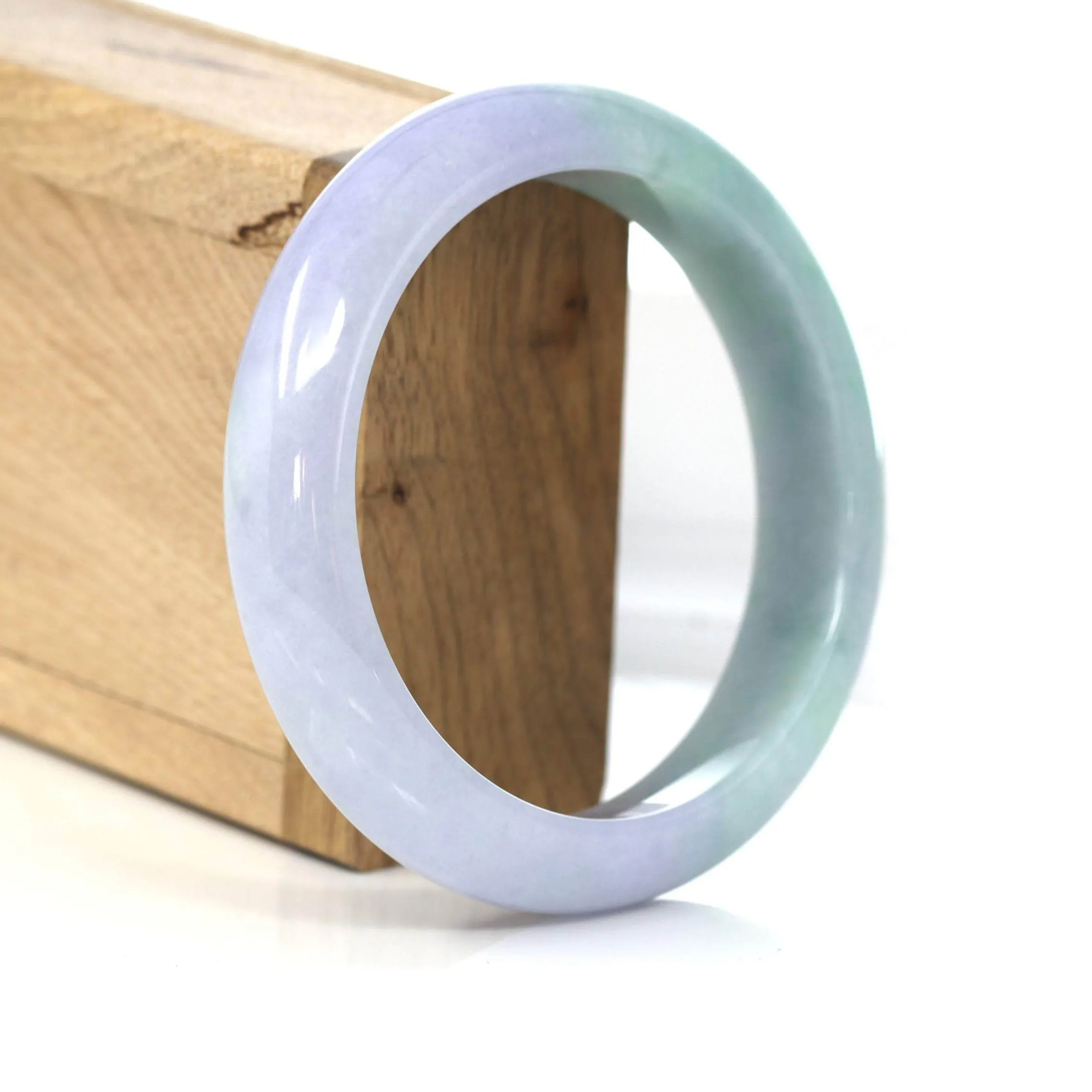 Purple Green Lavender Natural Jadeite Jade Bangle ( 59.65 mm )#596