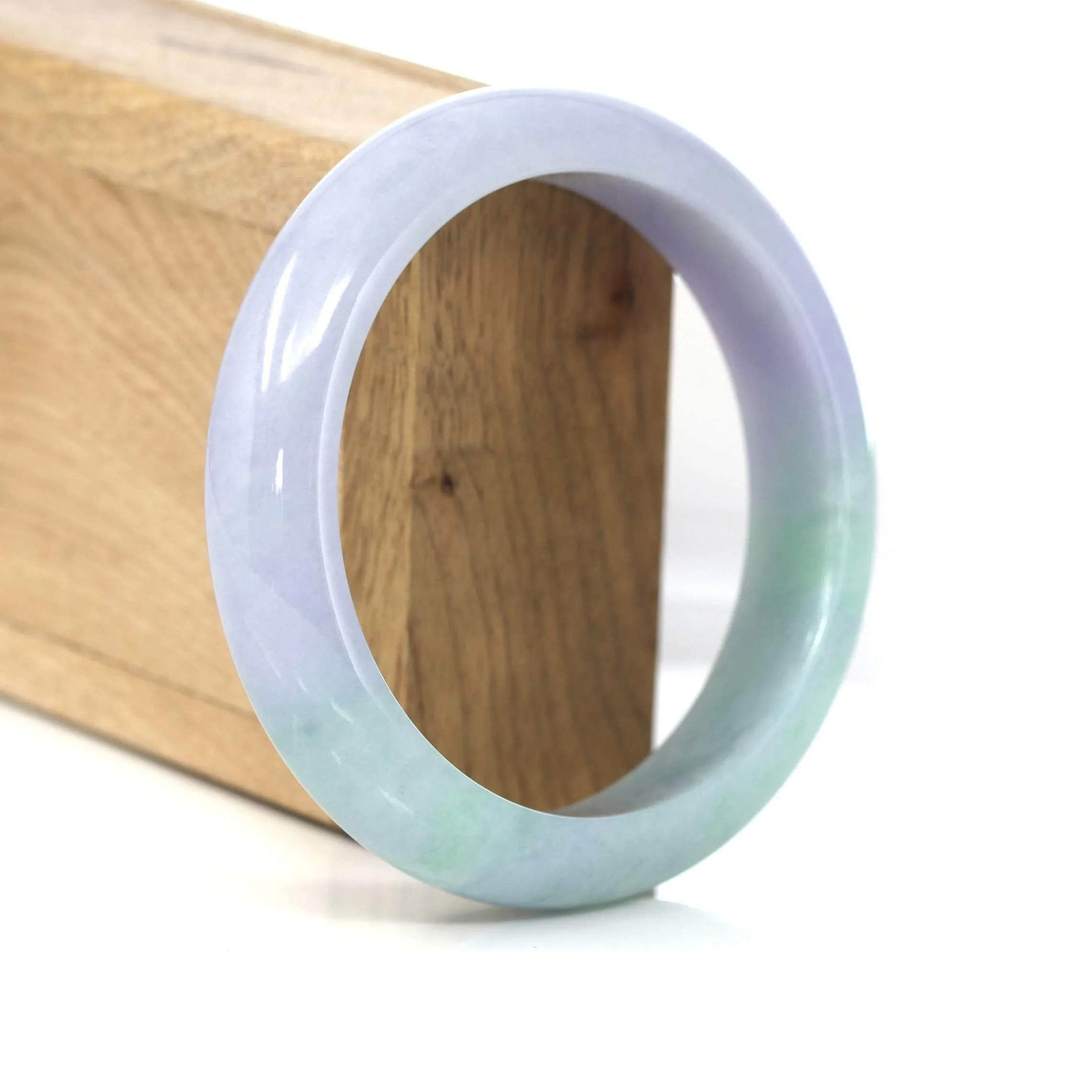 Purple Green Lavender Natural Jadeite Jade Bangle ( 59.65 mm )#596