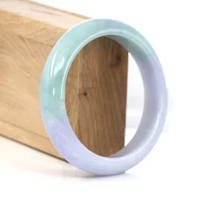 Purple Green Lavender Natural Jadeite Jade Bangle ( 59.65 mm )#596