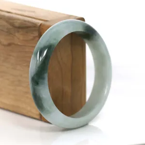 "Classic Bangle" Blue Green Jadeite Jade Bangle (56.10 mm) #722