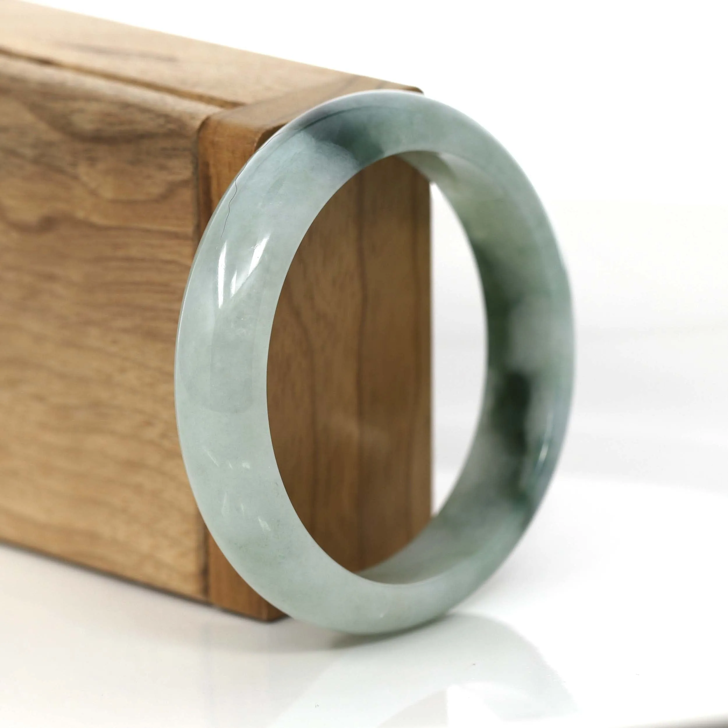 "Classic Bangle" Blue Green Jadeite Jade Bangle (56.10 mm) #722
