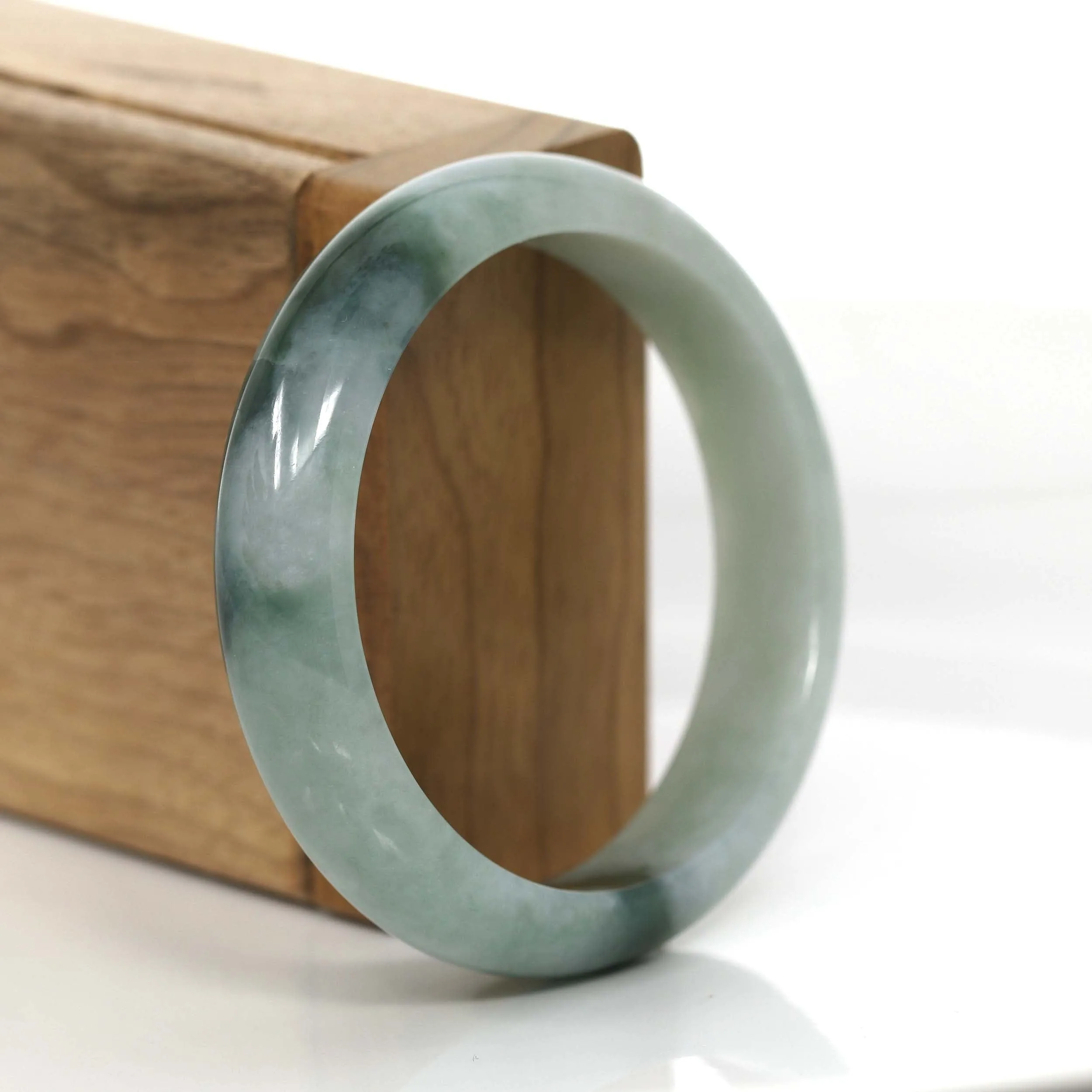 "Classic Bangle" Blue Green Jadeite Jade Bangle (56.10 mm) #722