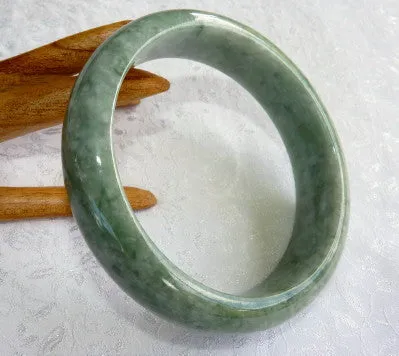 "Yin Yang" Dark and Light Green Burmese Jadeite Bangle Bracelet 66.7 mm   Certificate (G3472)