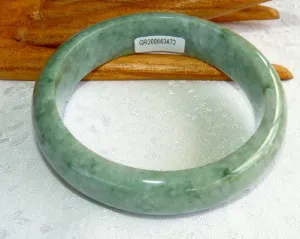 "Yin Yang" Dark and Light Green Burmese Jadeite Bangle Bracelet 66.7 mm   Certificate (G3472)