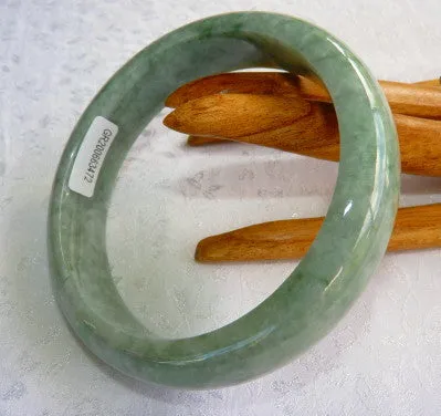 "Yin Yang" Dark and Light Green Burmese Jadeite Bangle Bracelet 66.7 mm   Certificate (G3472)