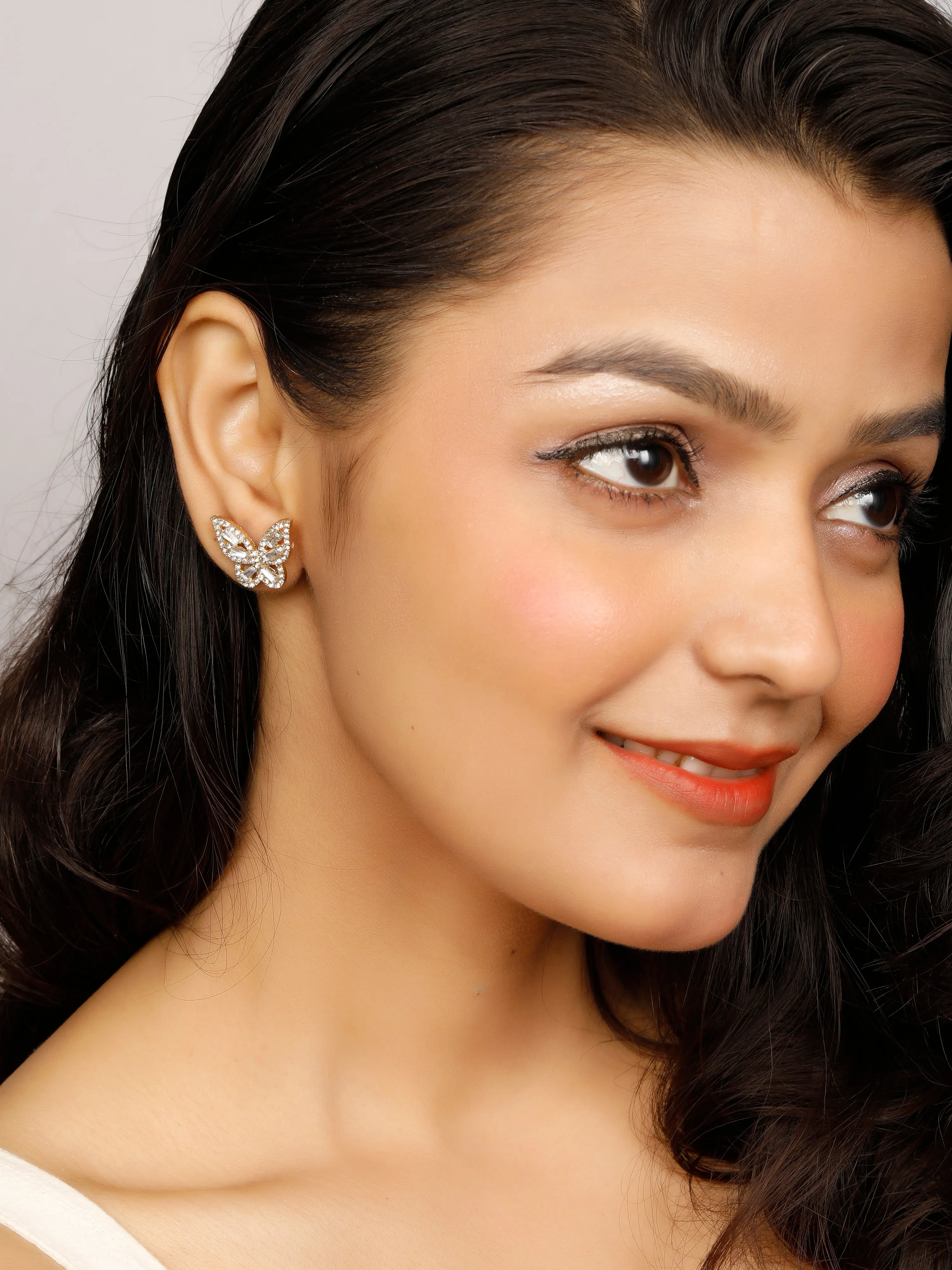 Radiant butterfly stud earrings
