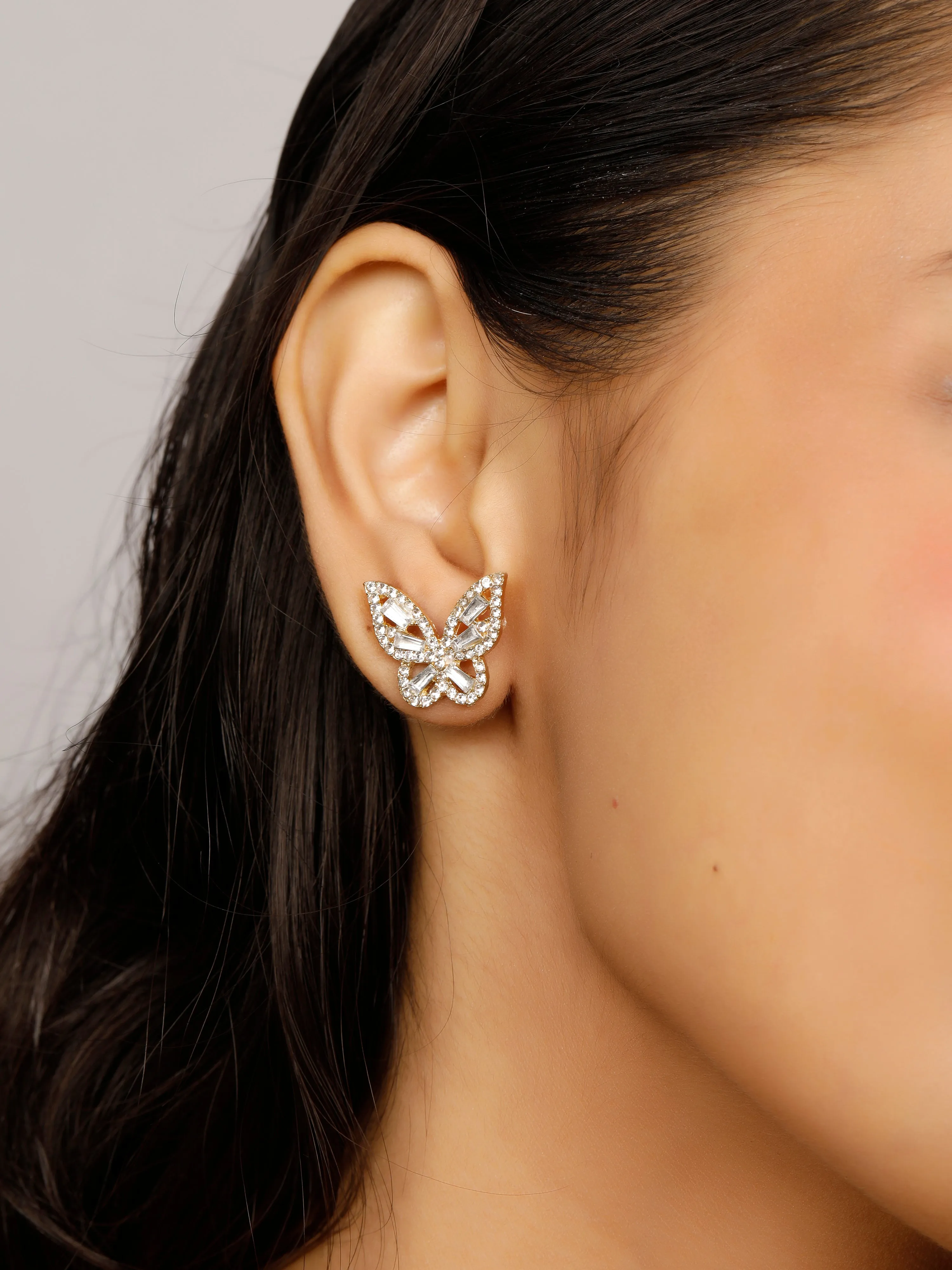 Radiant butterfly stud earrings