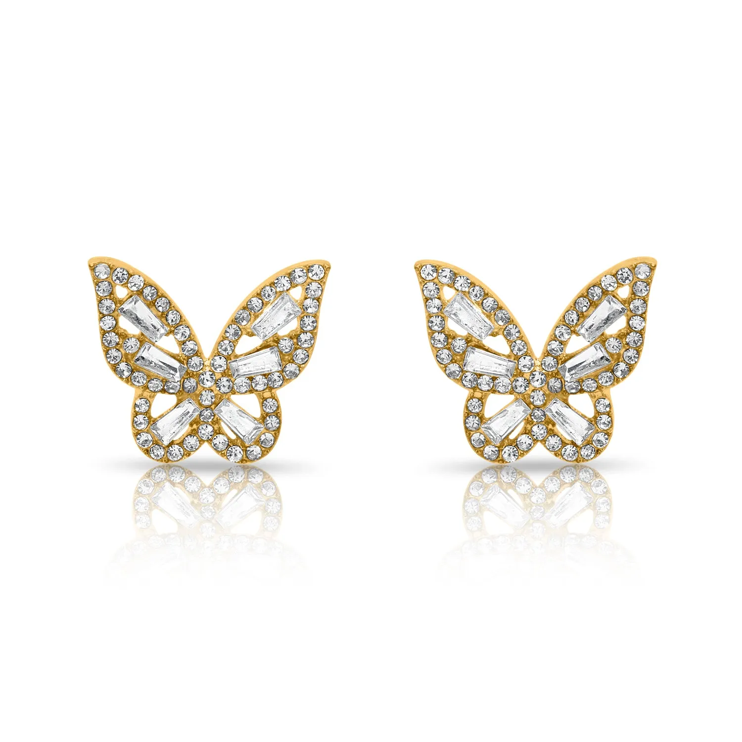 Radiant butterfly stud earrings