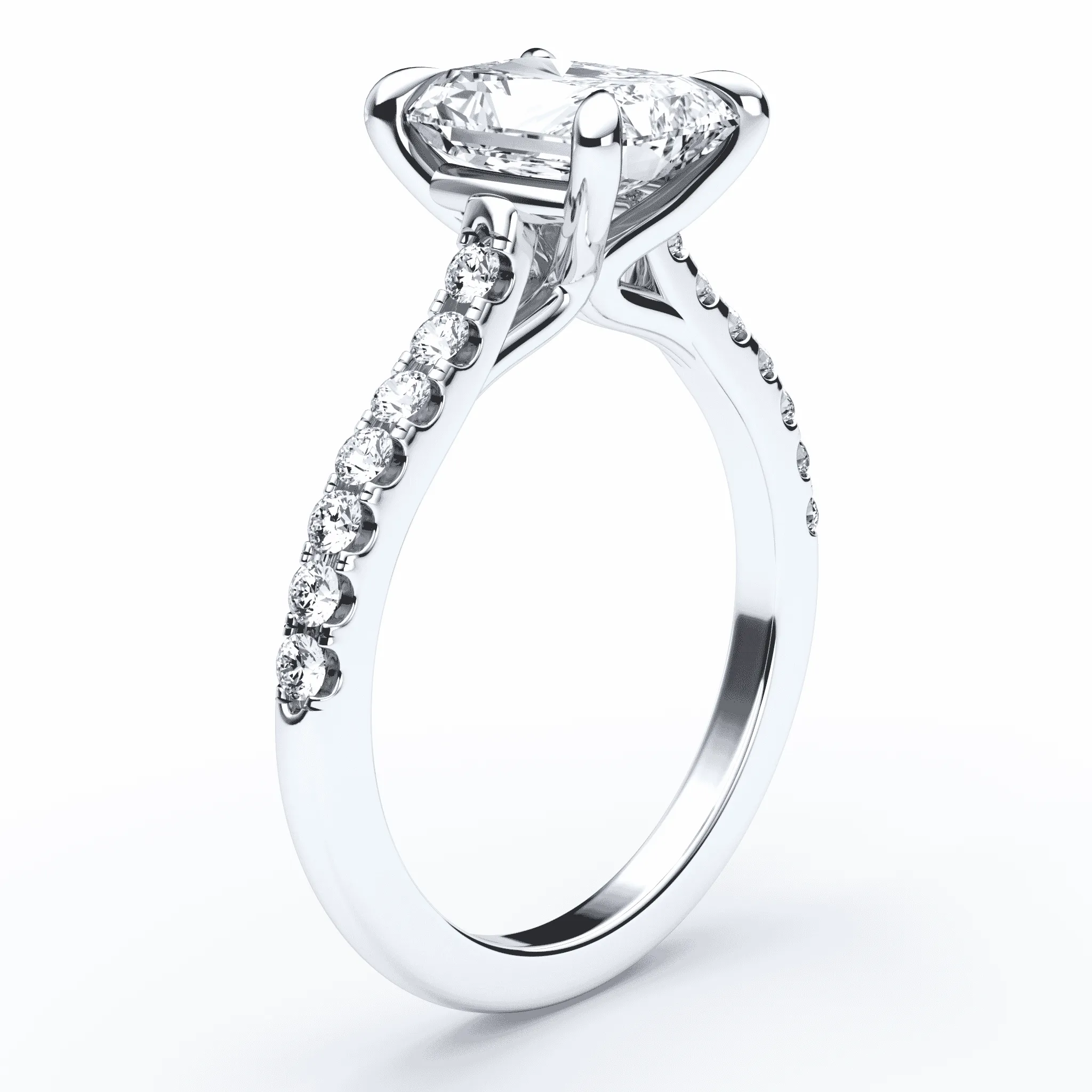 Radiant Cut Cathedral Pave Ring