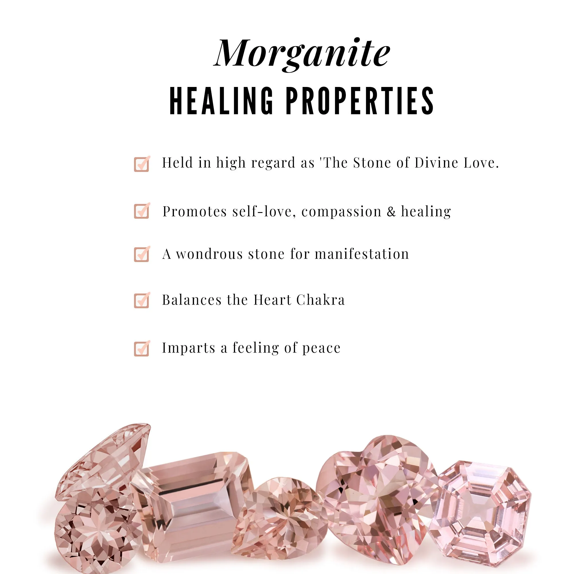 Real Morganite Heart Pendant Necklace with Diamond