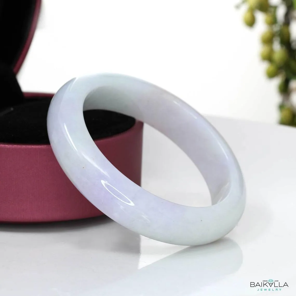 RealJade® Classic Bangle Lavender Jadeite Jade Bangle Bracelet ( 55.2 mm ) #103, Real jade Jewelry