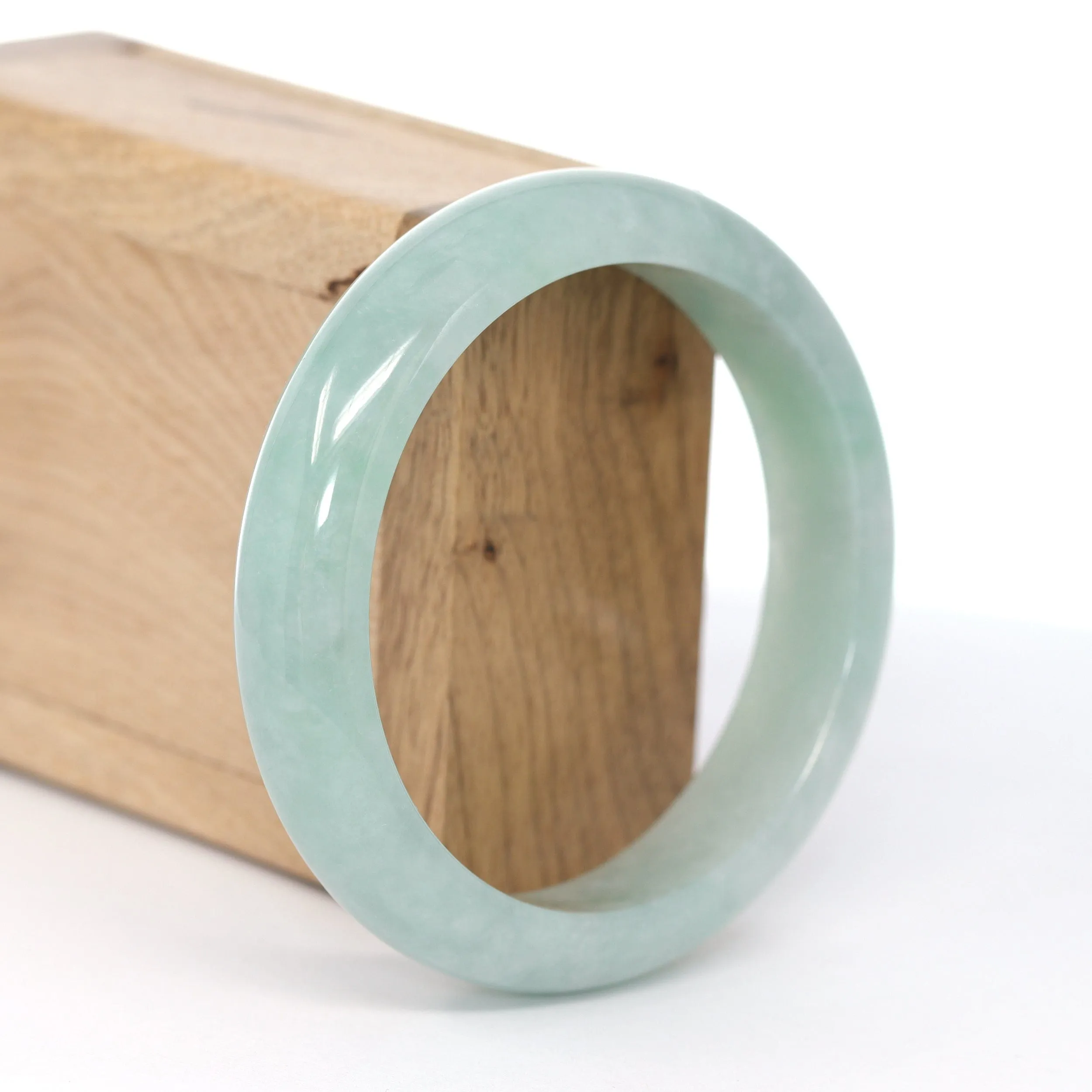 RealJade® Co. "Classic Bangle" Blue-Green Natural Burmese Jadeite Jade Bangle (59.2mm ) #590