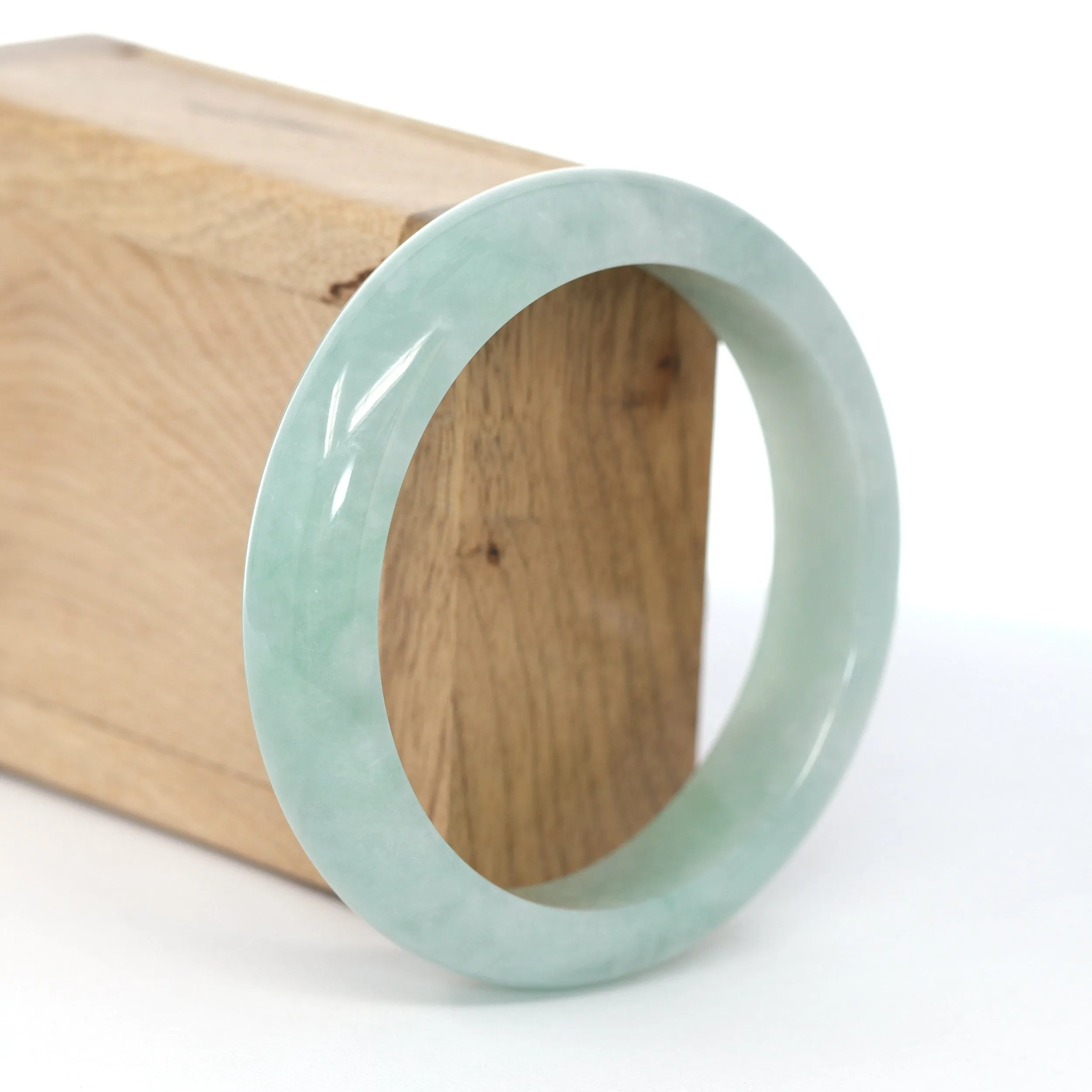 RealJade® Co. "Classic Bangle" Blue-Green Natural Burmese Jadeite Jade Bangle (59.2mm ) #590