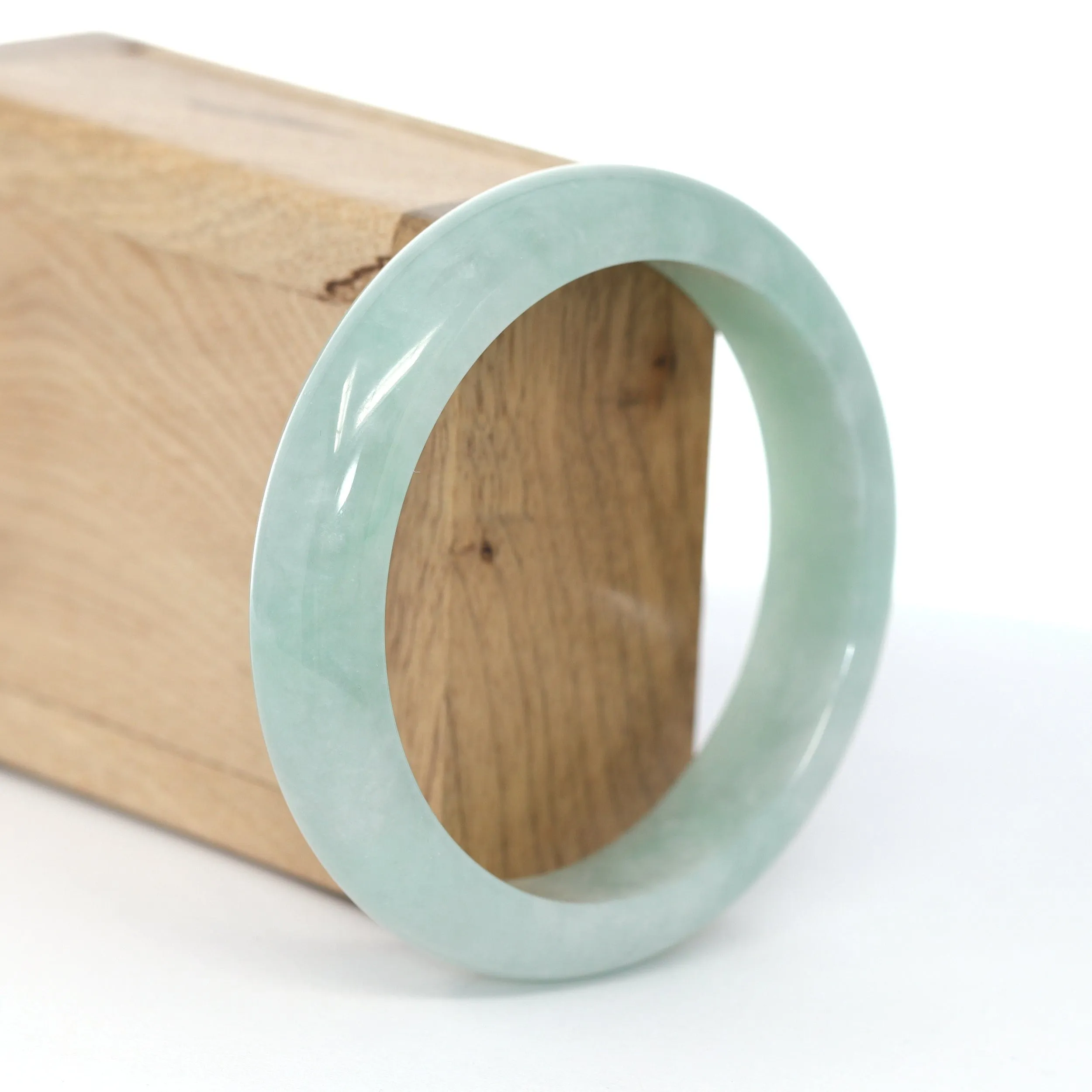 RealJade® Co. "Classic Bangle" Blue-Green Natural Burmese Jadeite Jade Bangle (59.2mm ) #590