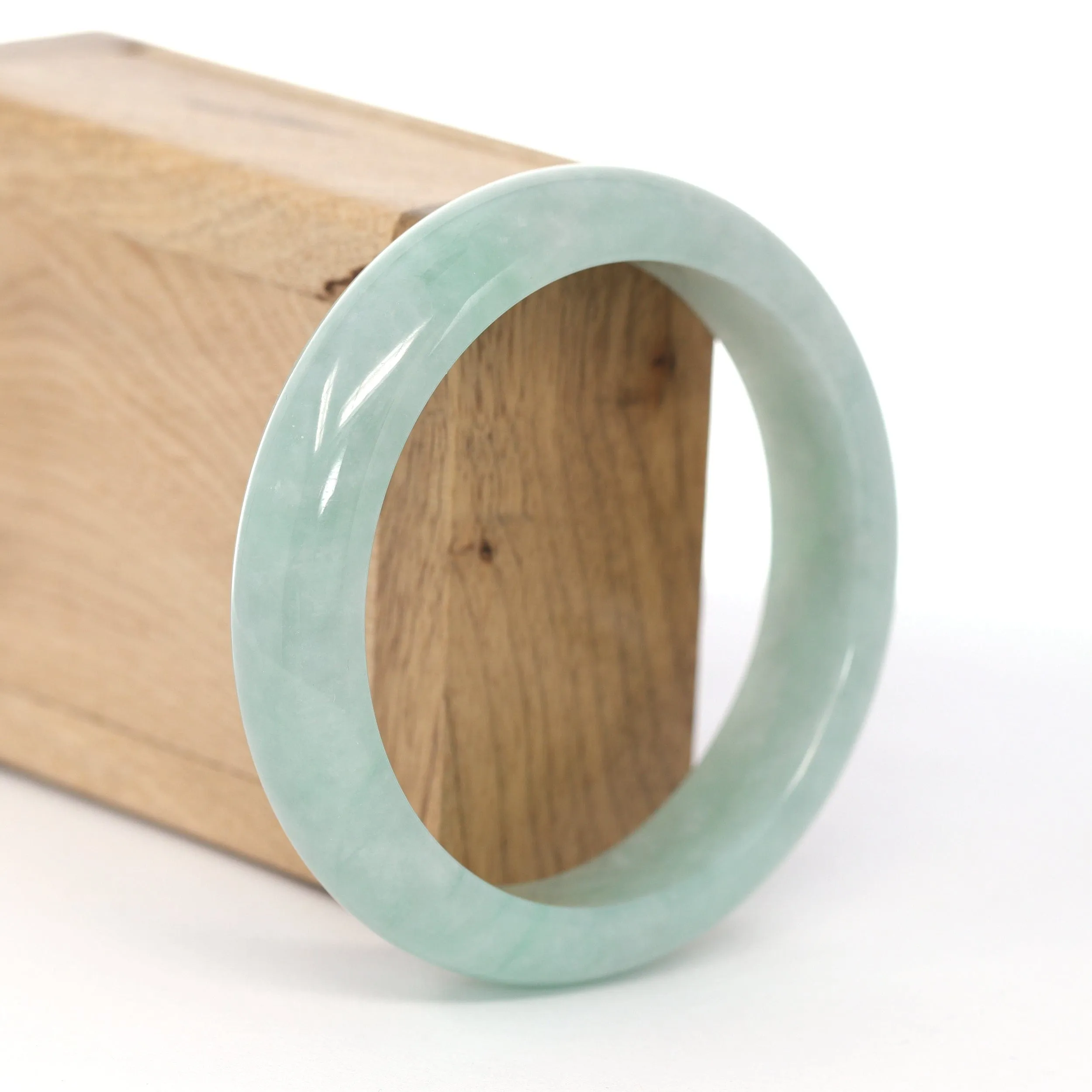 RealJade® Co. "Classic Bangle" Blue-Green Natural Burmese Jadeite Jade Bangle (59.2mm ) #590