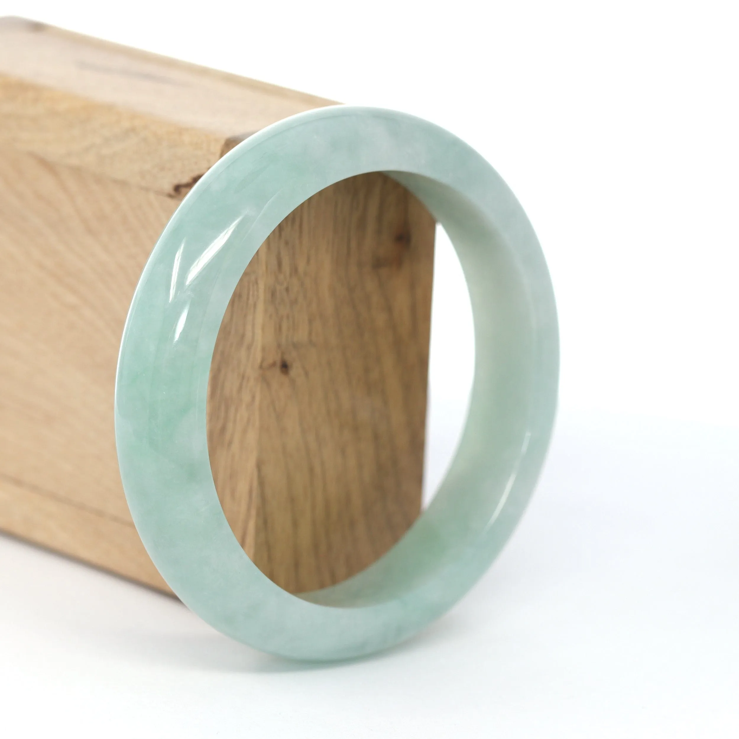 RealJade® Co. "Classic Bangle" Blue-Green Natural Burmese Jadeite Jade Bangle (59.2mm ) #590