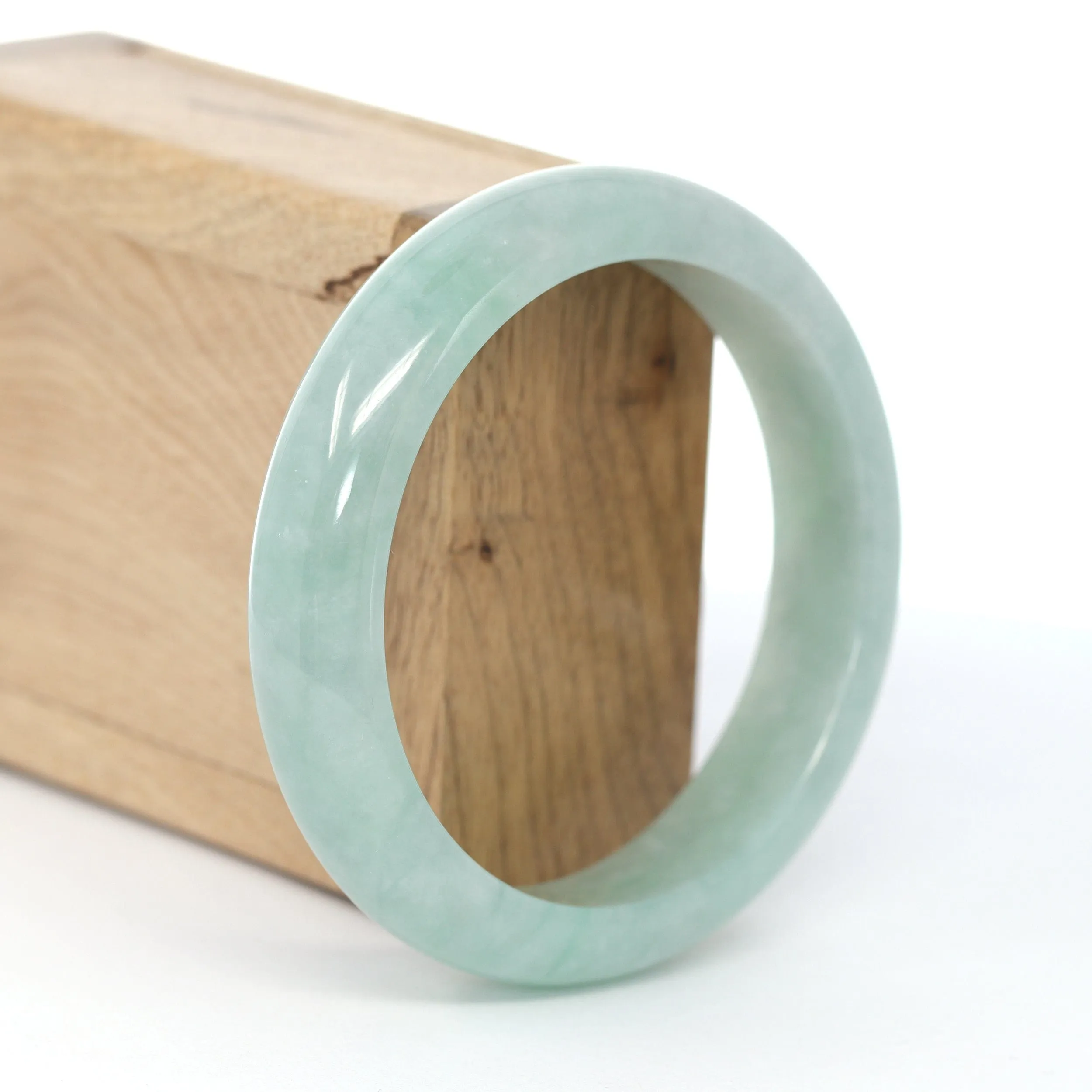 RealJade® Co. "Classic Bangle" Blue-Green Natural Burmese Jadeite Jade Bangle (59.2mm ) #590