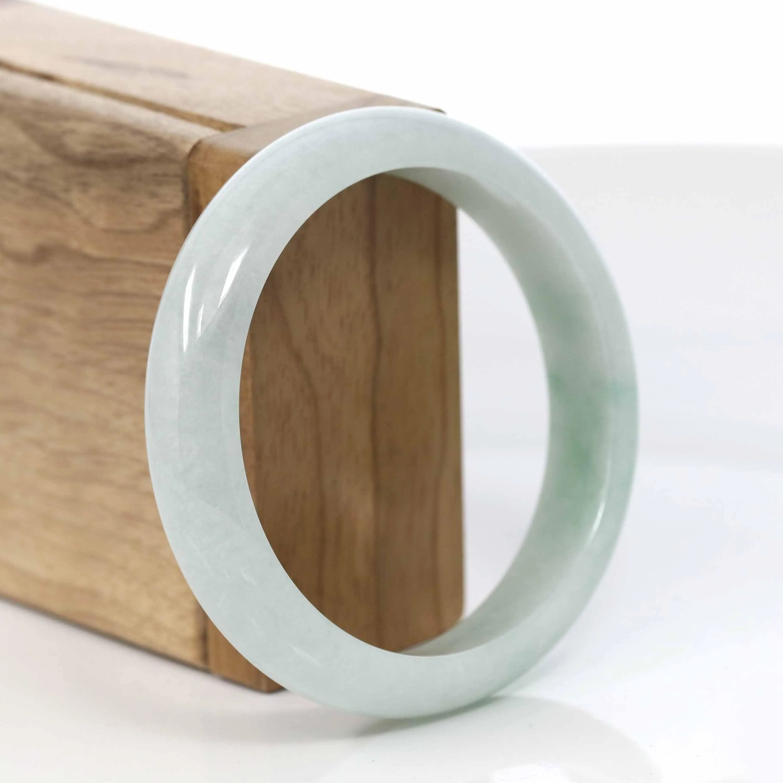 RealJade® Co. "Classic Bangle" Genuine Burmese Green Jadeite Jade Bangle Bracelet (57.38mm) #413