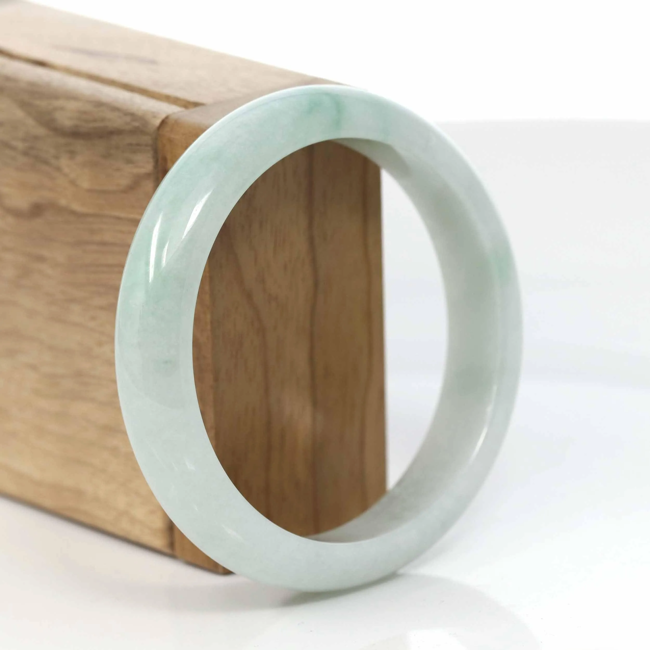 RealJade® Co. "Classic Bangle" Genuine Burmese Green Jadeite Jade Bangle Bracelet (57.38mm) #413