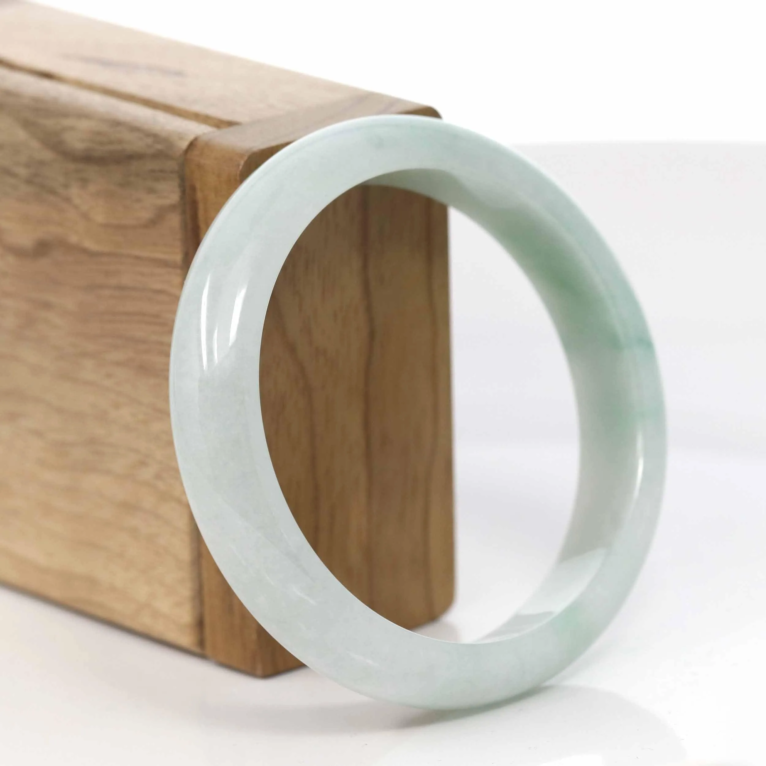 RealJade® Co. "Classic Bangle" Genuine Burmese Green Jadeite Jade Bangle Bracelet (57.38mm) #413