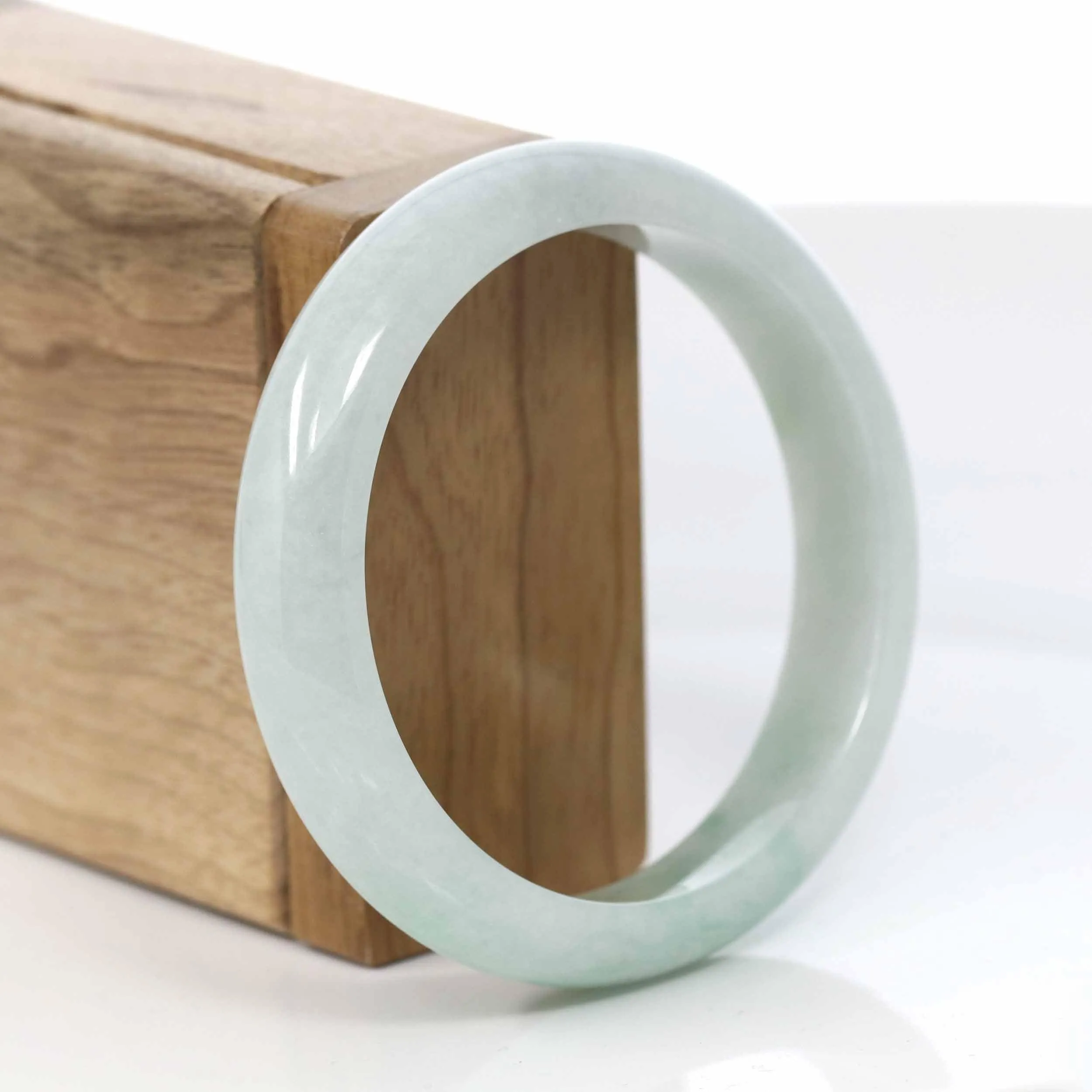 RealJade® Co. "Classic Bangle" Genuine Burmese Green Jadeite Jade Bangle Bracelet (57.38mm) #413