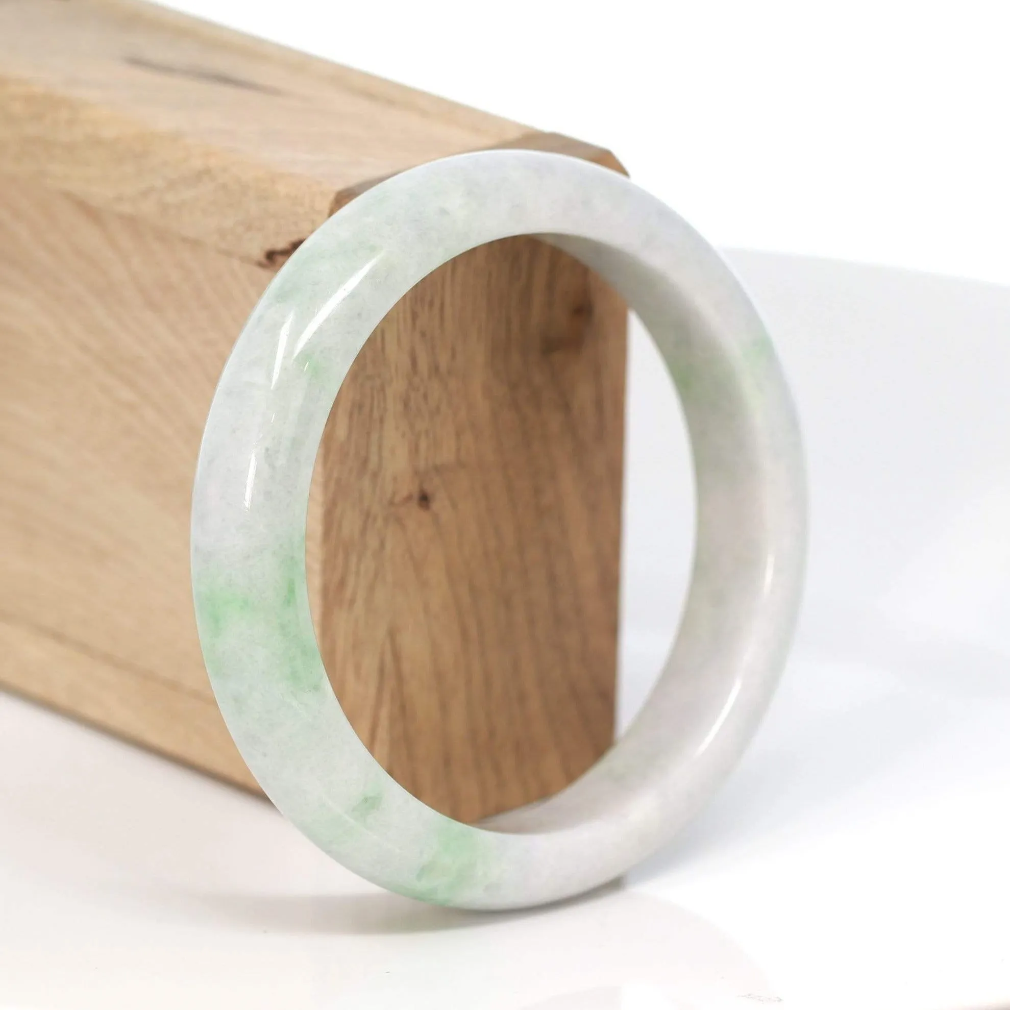 RealJade® "Classic Bangle" Genuine Burmese Green Jadeite Jade Bangle Bracelet (58.7 mm) #194