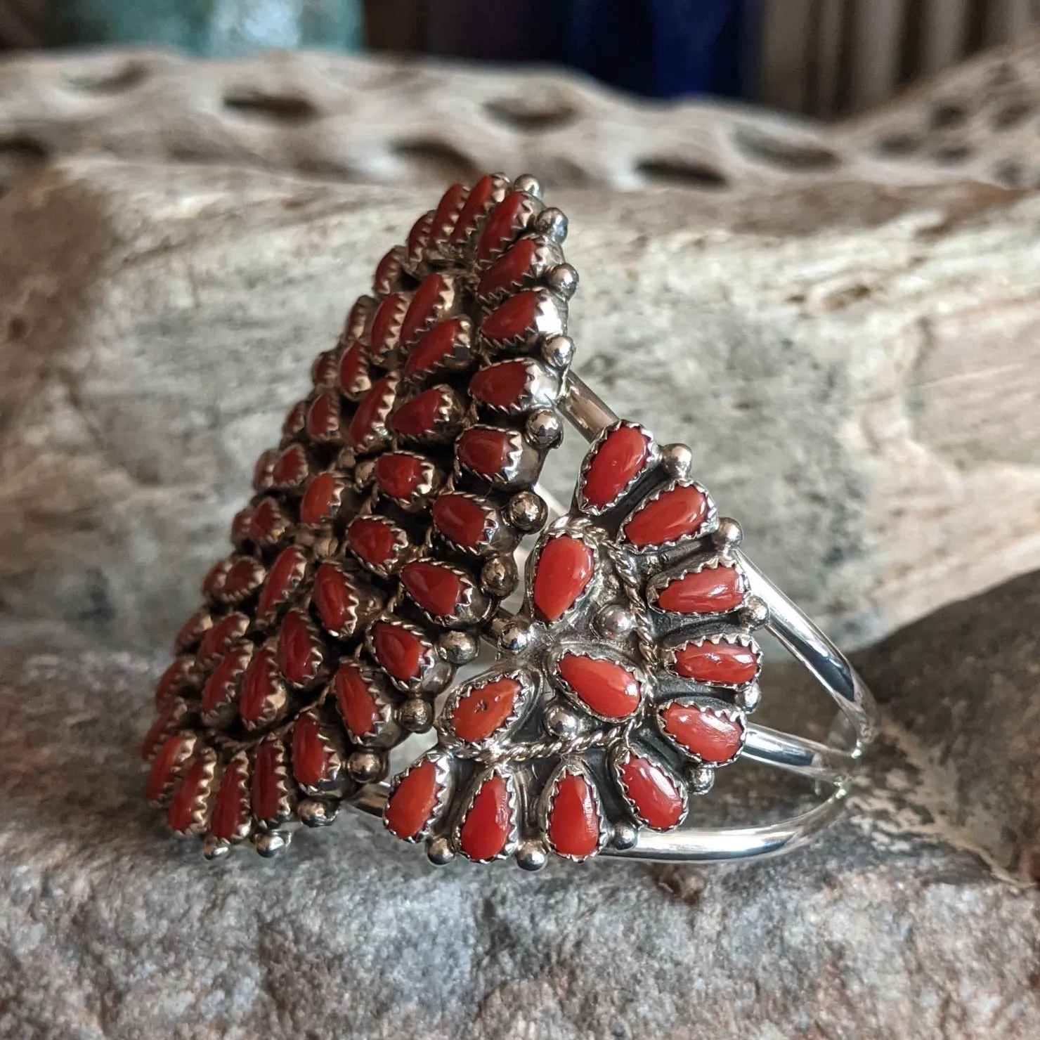 Red Coral Cluster Bracelet by Alicia Wilson GJ-BRC-0071