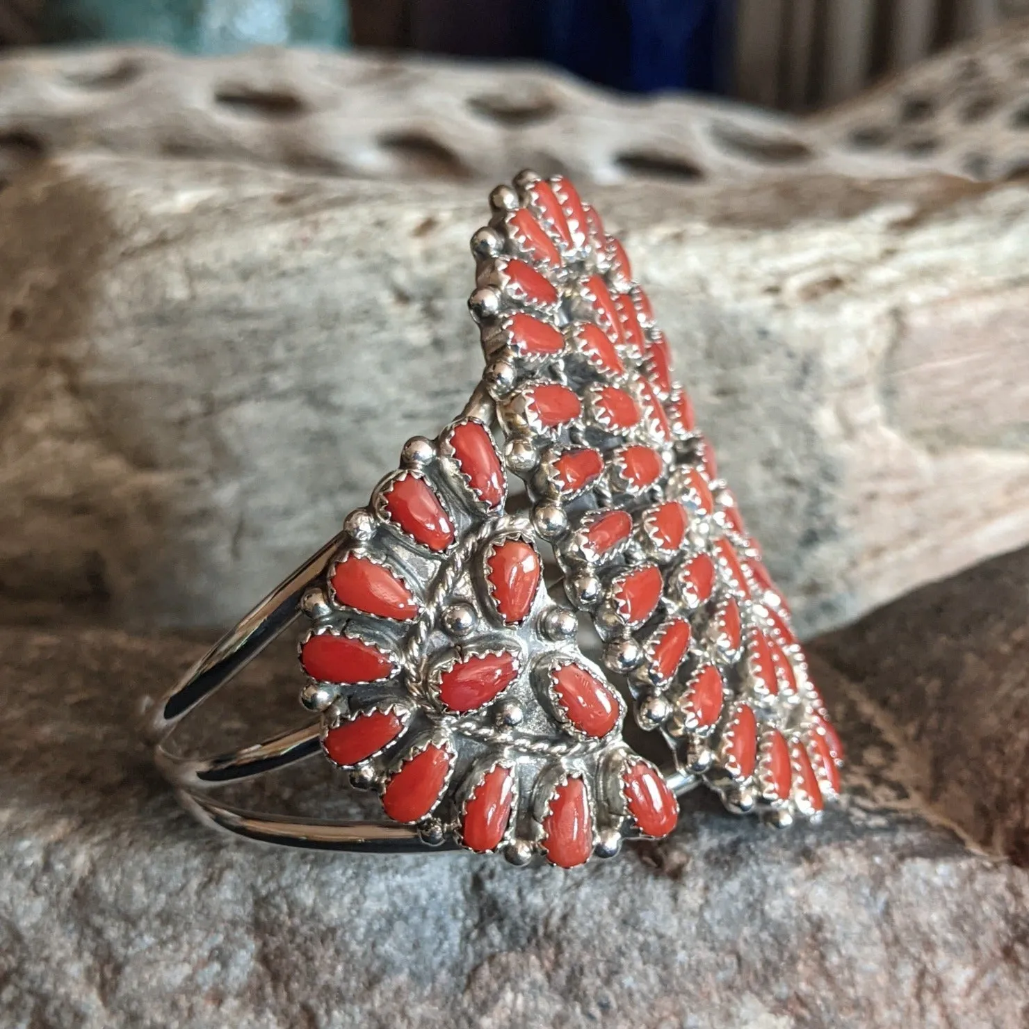 Red Coral Cluster Bracelet by Alicia Wilson GJ-BRC-0071