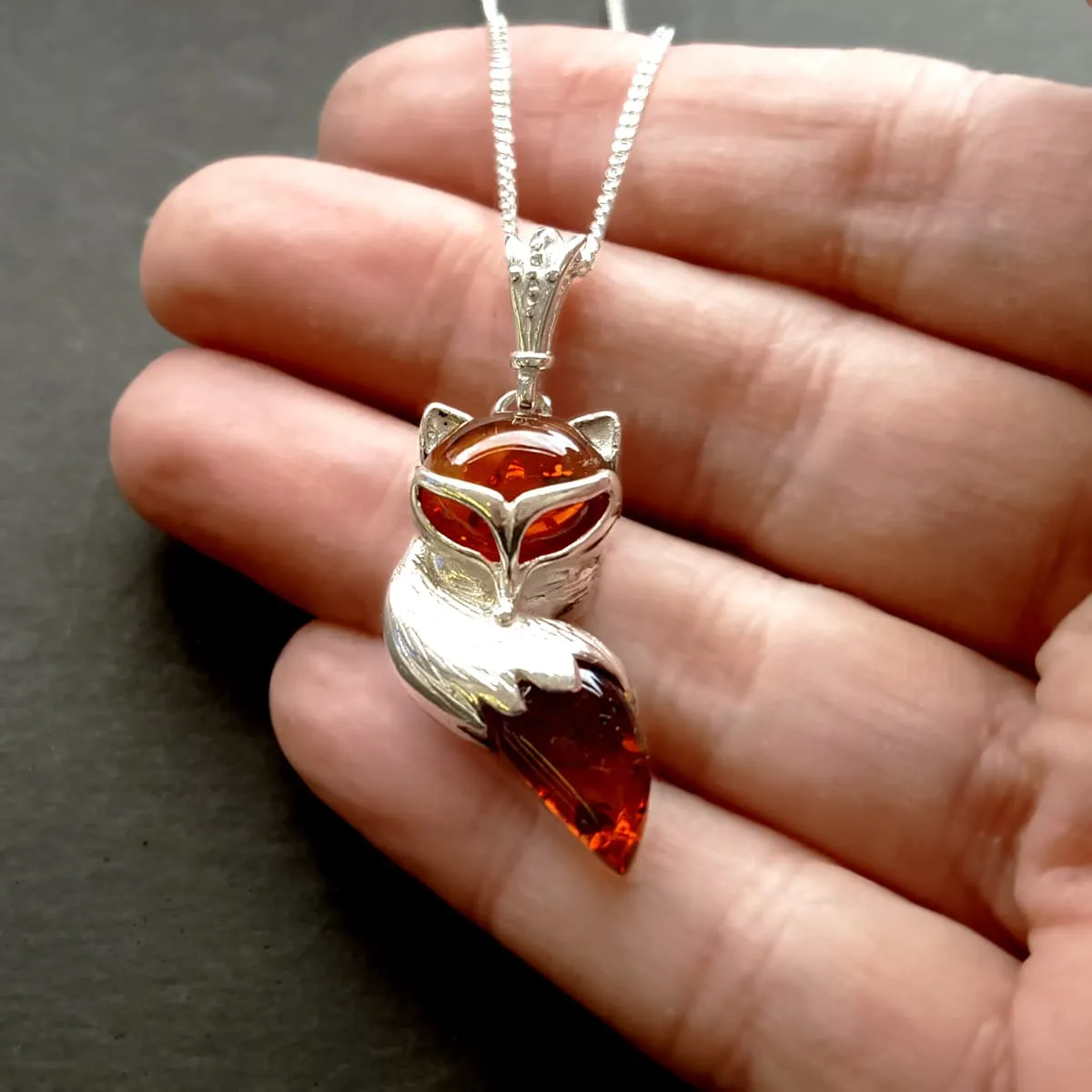 Red Fox Necklace, Amber Fox Animal Necklace