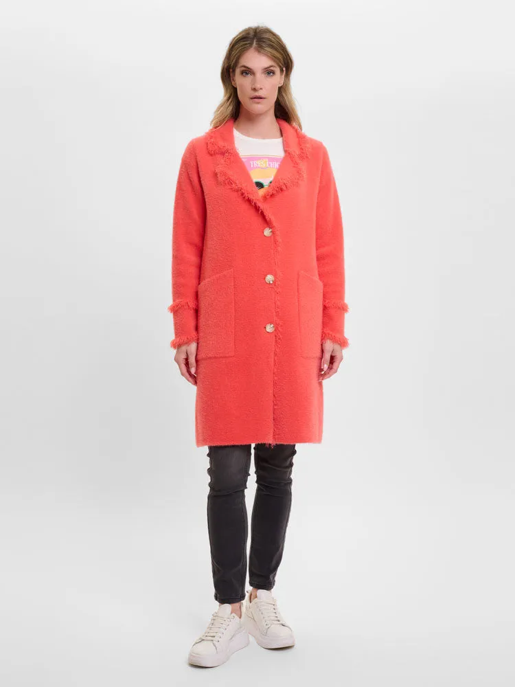 Rino & Pelle Catena Cardigan with Fringes Hot Coral