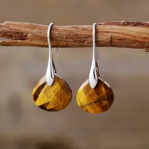 'Ritzy' Tiger Eye Silver Drop Earrings