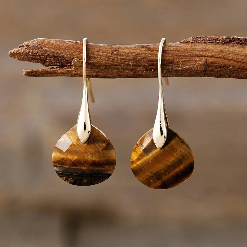'Ritzy' Tiger Eye Silver Drop Earrings