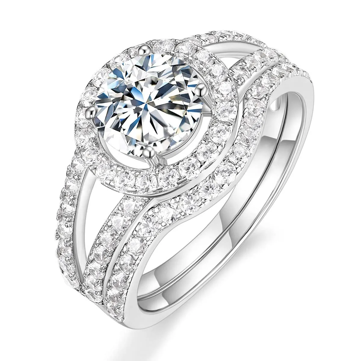 Round Cut Bridal Suit in 1.5ct Sterling Silver