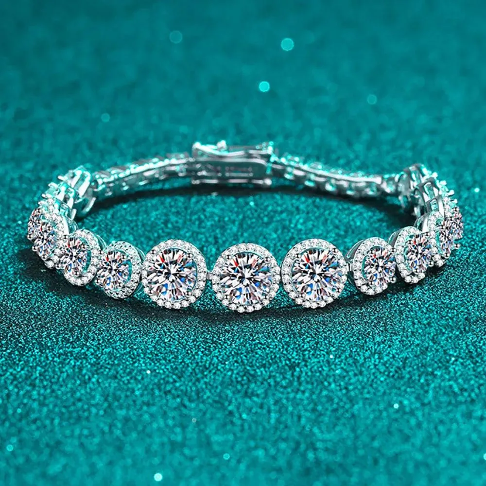 Serenity All Moissanite Bracelet for Women, GRA Certified S925 Silver, 18K Plated, Fine Jewelry