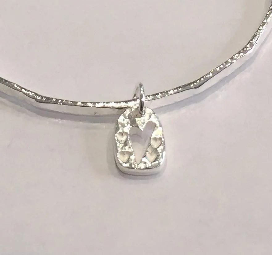 Silver Bangle with heart