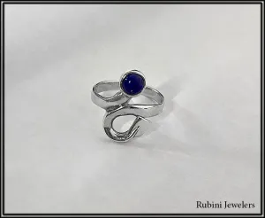 Silver Swirl Rowing Ring with Lapis Lazuli