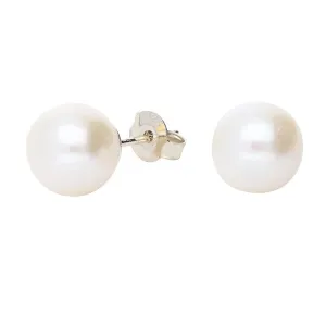 Silver white 9mm-9.5mm quality freshwater pearl stud earrings