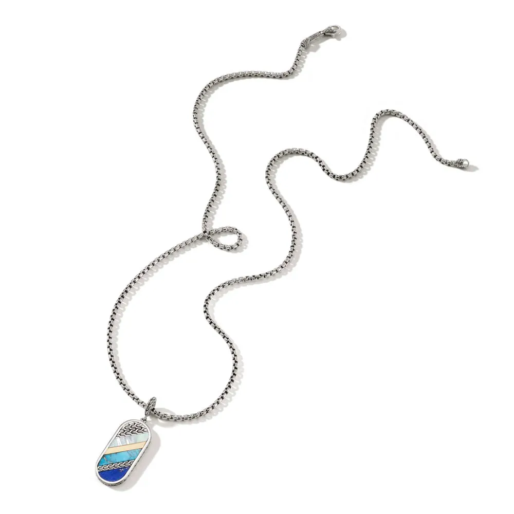 Sterling Silver Carved Mother of Pearl Tag Necklace