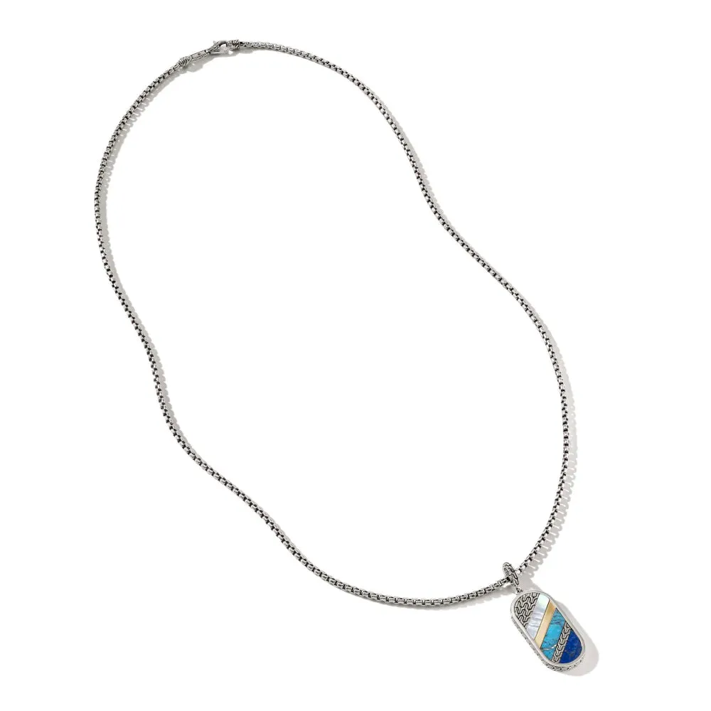 Sterling Silver Carved Mother of Pearl Tag Necklace