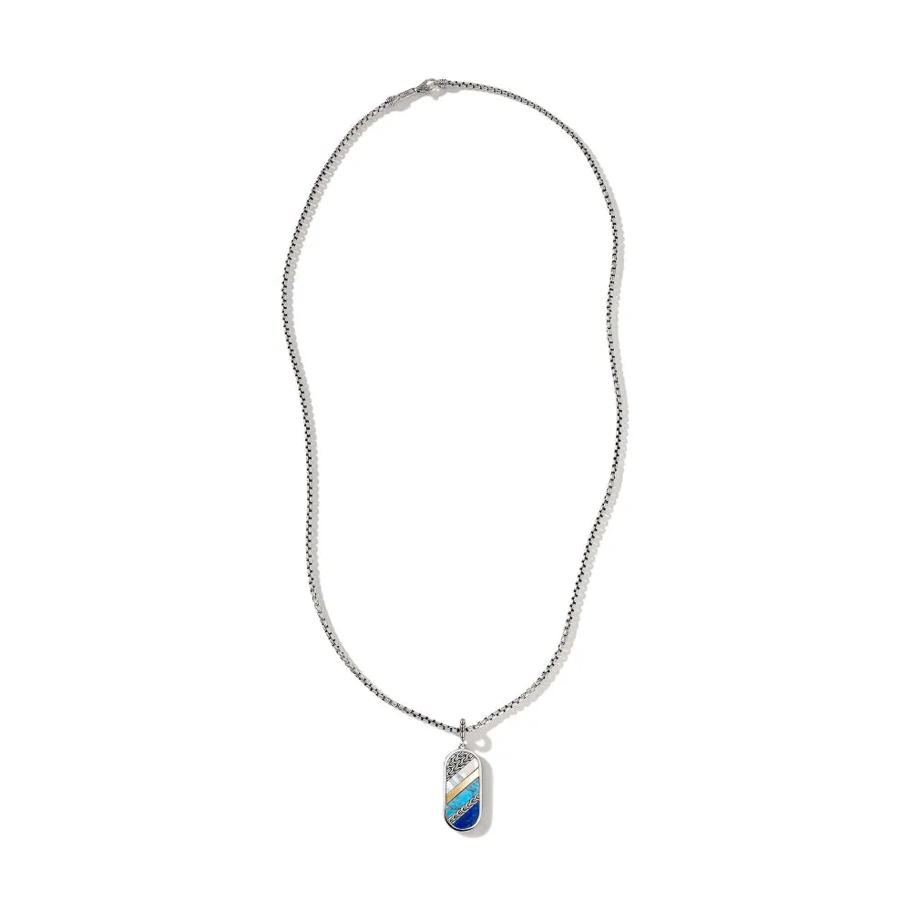 Sterling Silver Carved Mother of Pearl Tag Necklace