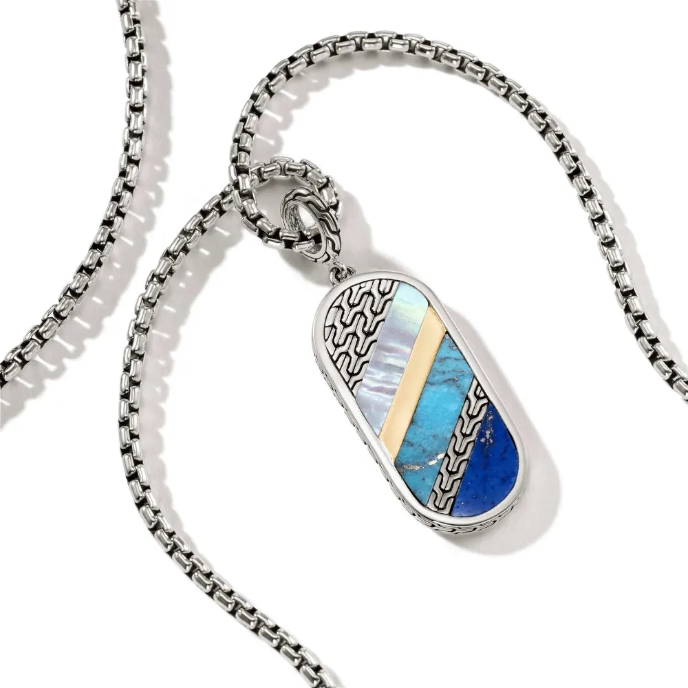 Sterling Silver Carved Mother of Pearl Tag Necklace