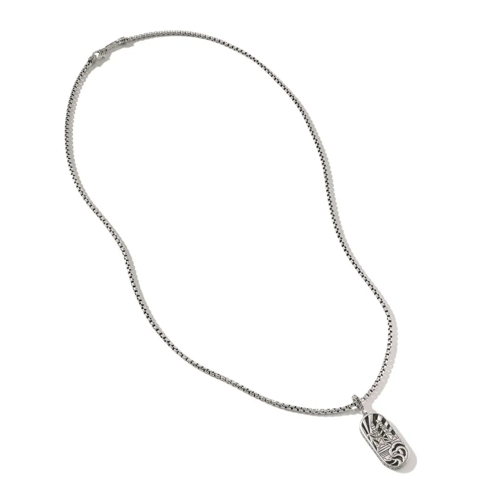 Sterling Silver Carved Mother of Pearl Tag Necklace