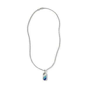 Sterling Silver Carved Mother of Pearl Tag Necklace